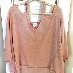 ANTHROPOLOGIE “Deletta” Rose Pink Light Sweater, Off Shoulder/Large
